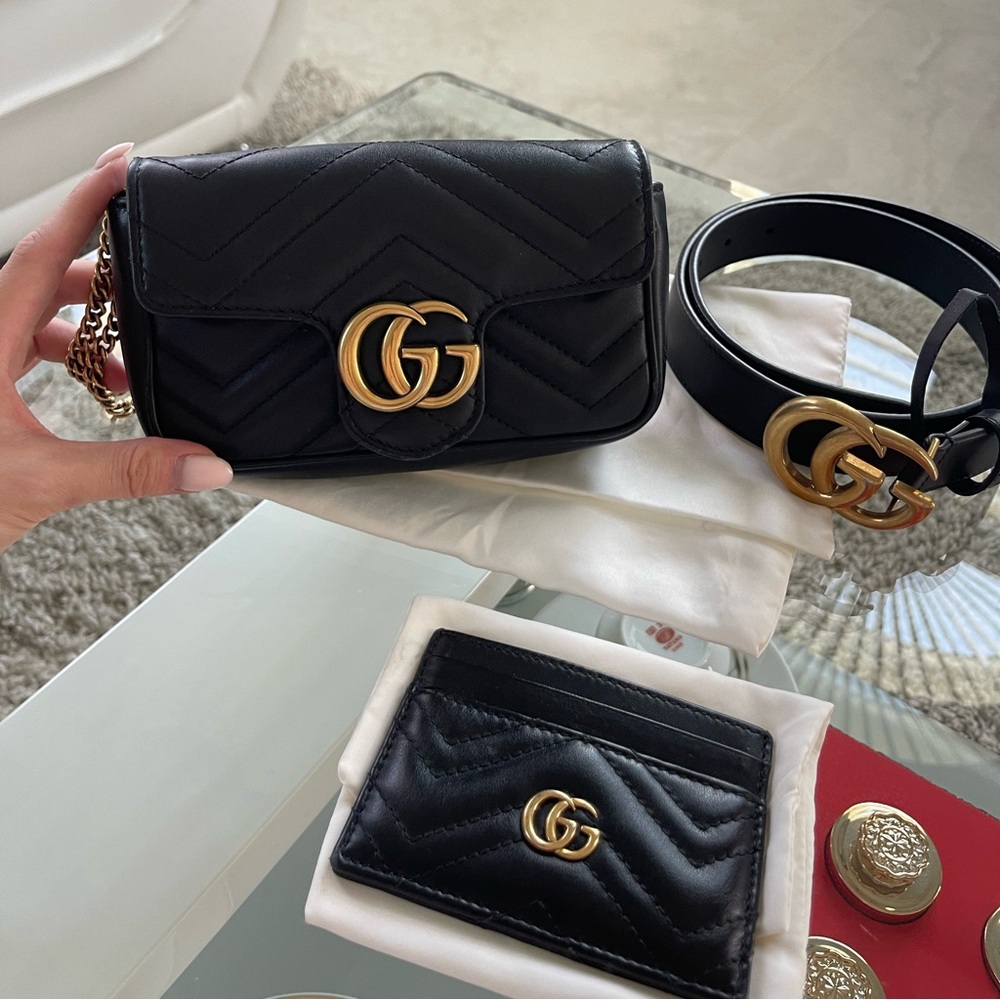 SELLING ALL TOGETHER - Gucci Marmont Super Mini Bag, Card Case, Wide belt
